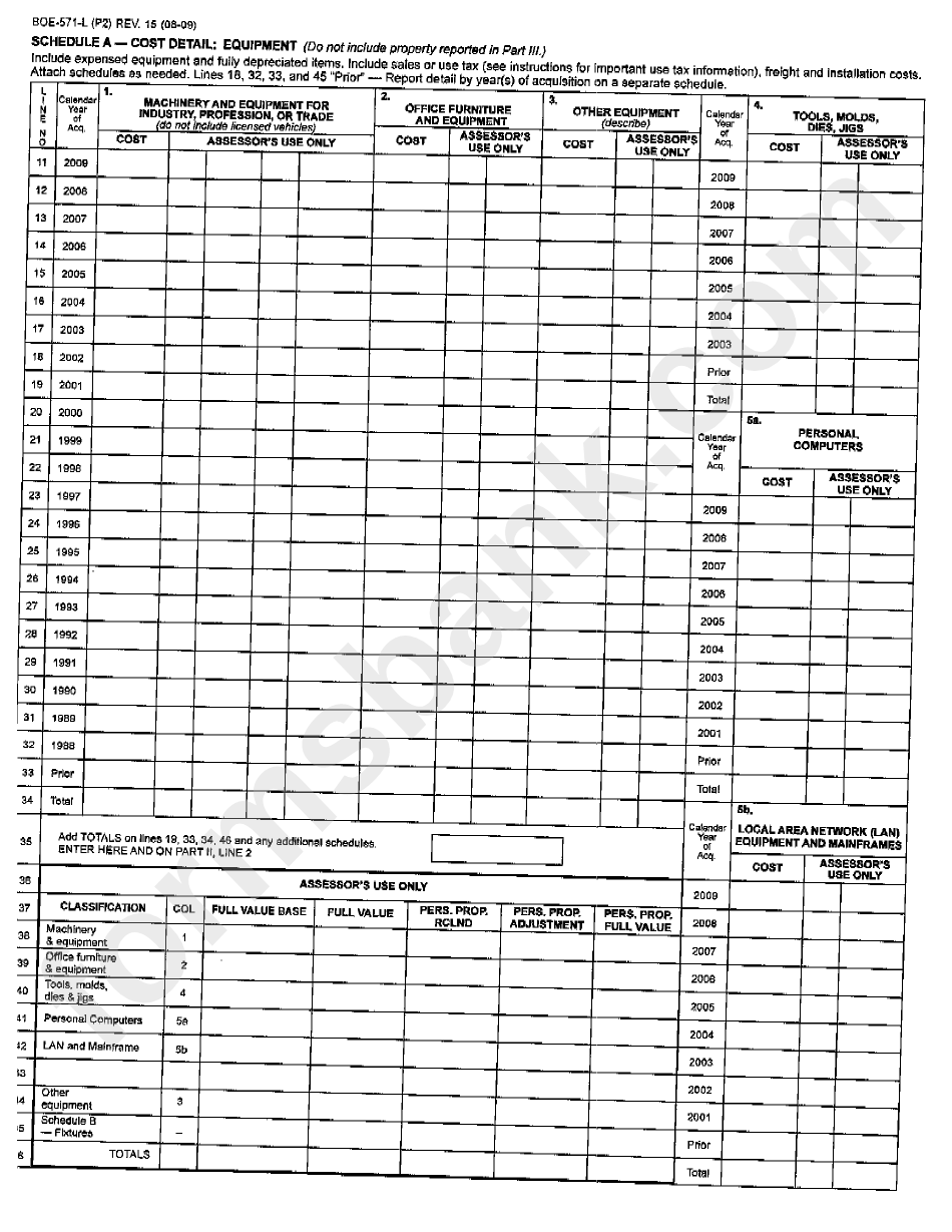 Form Boe-571-L - Business Property Statement - Montana 2010