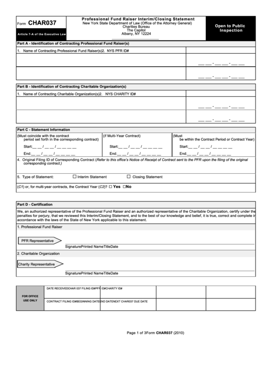 Form Char037 - Professional Fund Raiser Interim/closing Statement ...