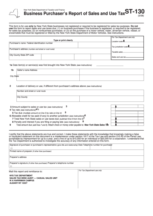 Form St-130- Business Purchaser