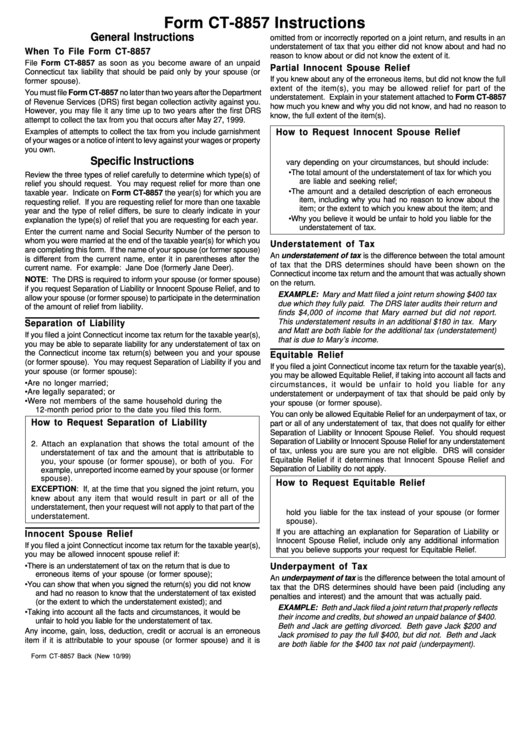 Form Ct-8857 Instructions Printable pdf