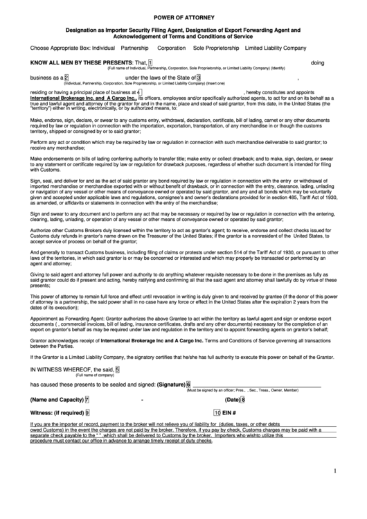 Power Of Attorney Form printable pdf download
