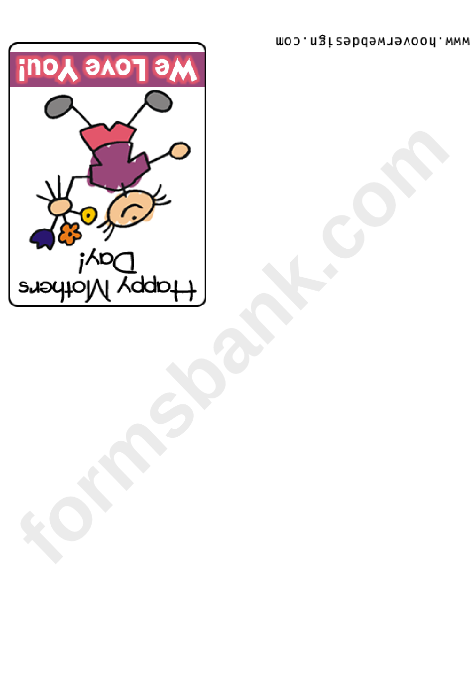 Stick Figure Happy Mothers Day Greeting Card Template