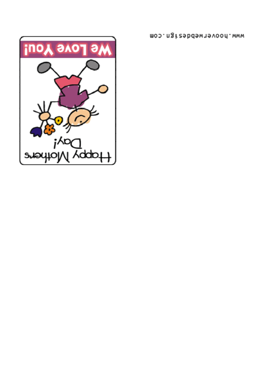 Stick Figure Happy Mothers Day Greeting Card Template Printable pdf
