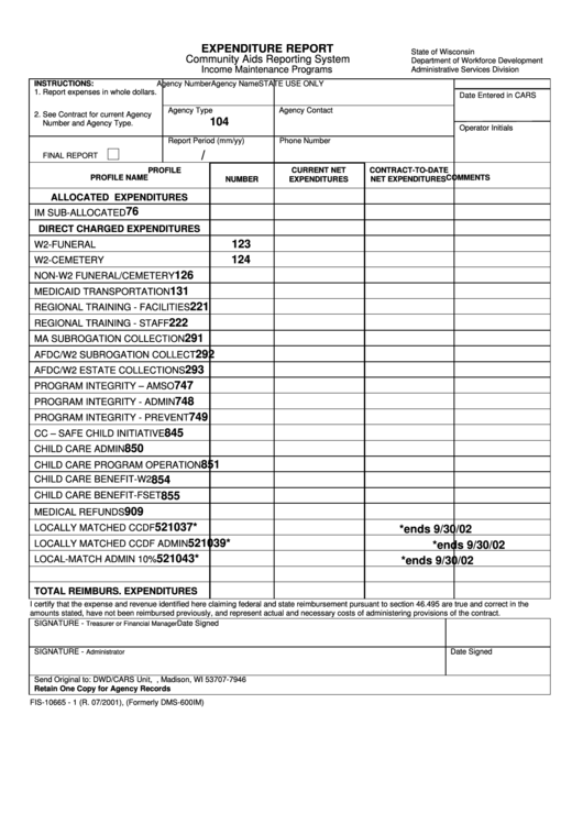 Expenditure Report Form Printable pdf