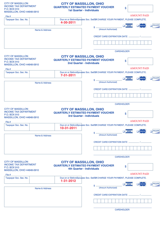 Quarterly Estimated Payment Voucher Form printable pdf download