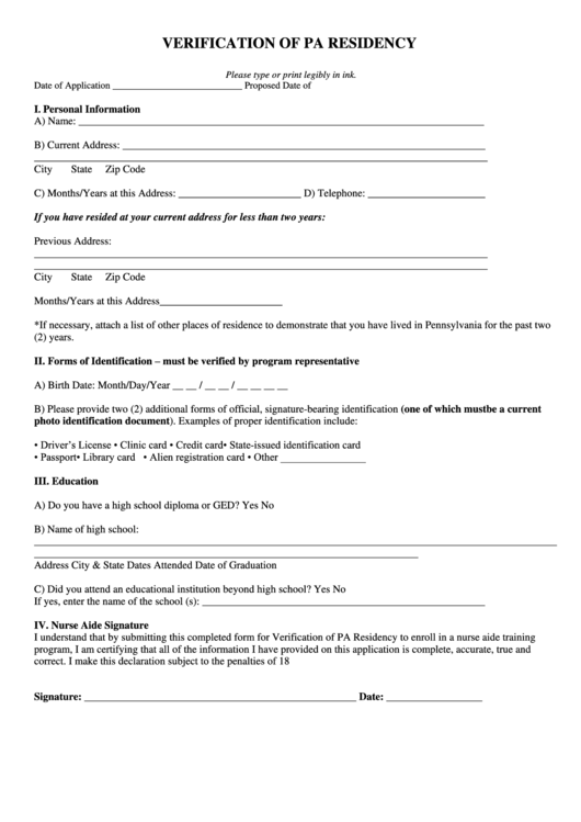 Top Pa Residency Form Templates free to download in PDF format
