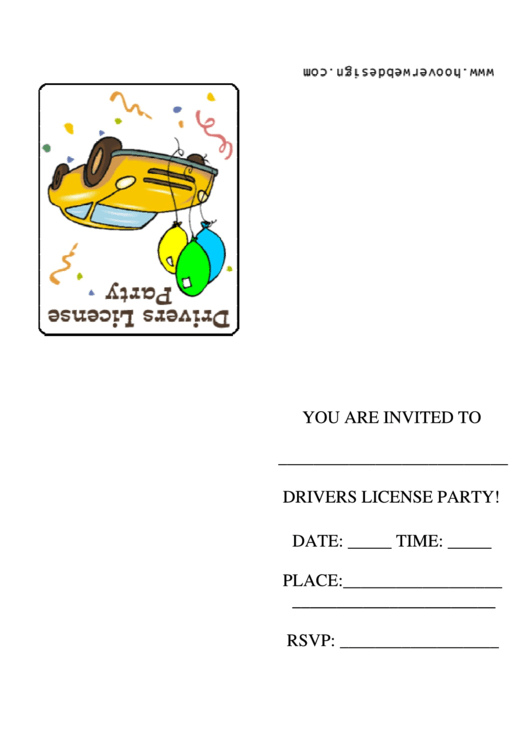 Driver License Party Invitation Template Printable pdf