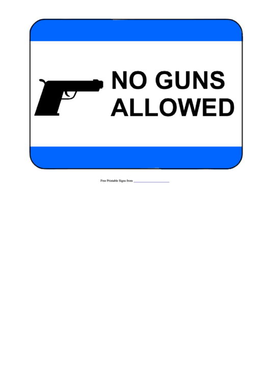 No Guns Allowed Sign Template Printable pdf