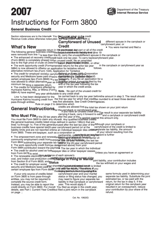 instructions-for-form-3800-general-business-credit-2007-printable