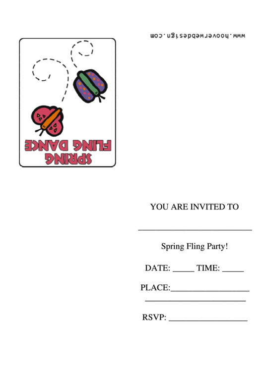 Spring Fling Party Invitations Template Printable pdf