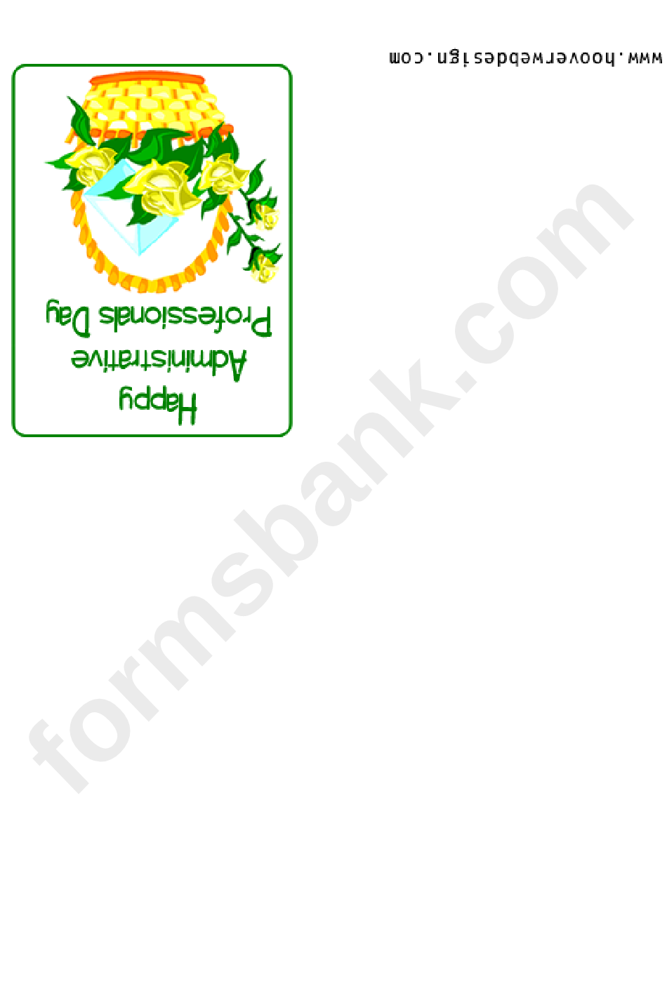 Secretary Day - Yellow Flowers - Greeting Card Template