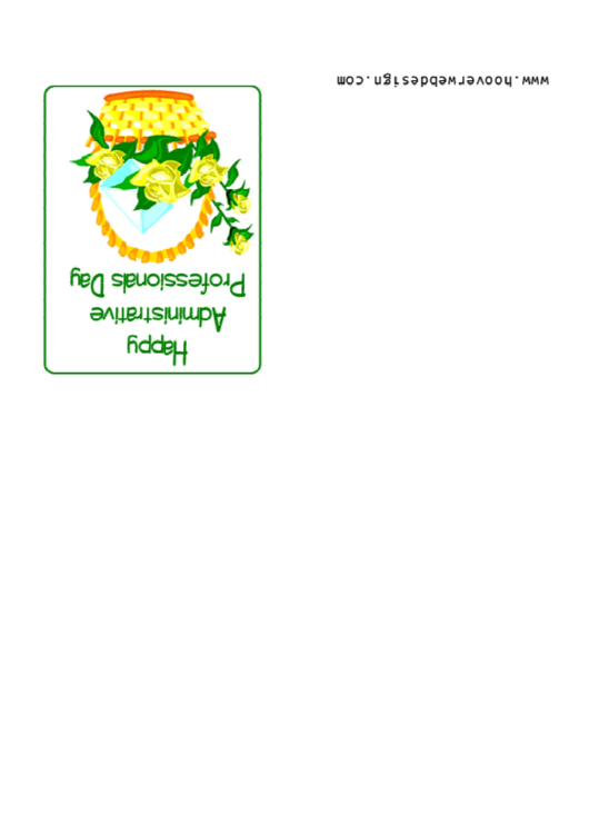 Secretary Day - Yellow Flowers - Greeting Card Template Printable pdf