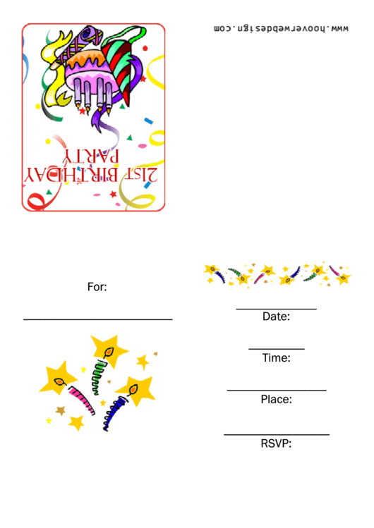 21st Birthday Party - Invitation Card Template Printable pdf