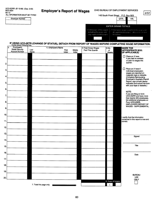 Form Uco-2qrr - Employer