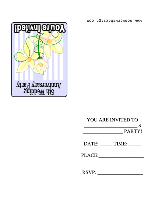 5th Wedding Anniversary Party Invitation Template Printable pdf