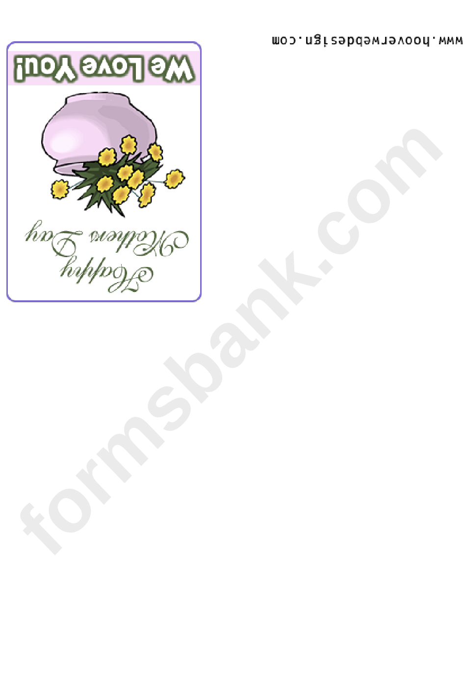 Lavendar Vase Happy Mothers Day Greeting Card Template