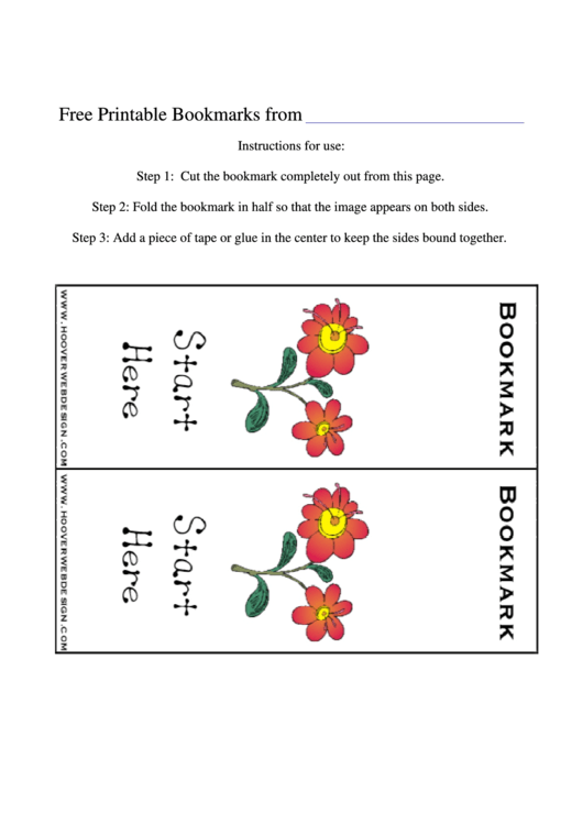 Flowers Bookmark Template Printable pdf