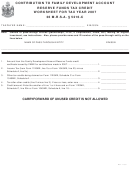 Contribution To Family Development Account Reserve Funds Tax Credit Worksheet - 2007