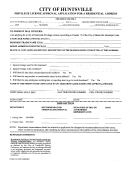 Privilege License Approval Application For A Residential Address Form - City Of Huntsville