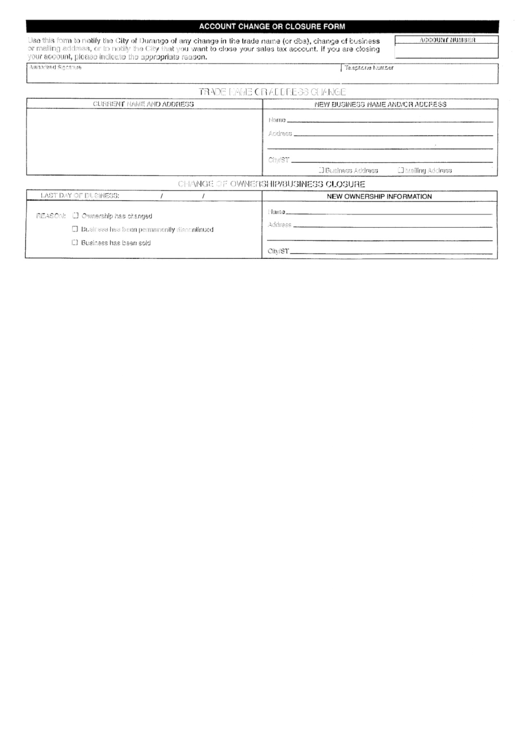 Account Change Or Clousure Form Printable pdf