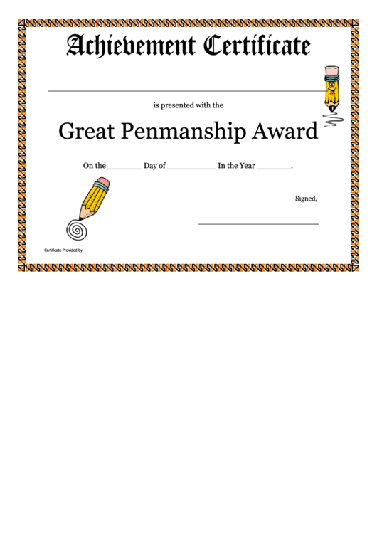 Achievement Certificate Template Printable pdf