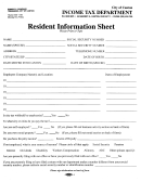 Resident Information Sheet Form - Income Tax Department - Canton - Ohio
