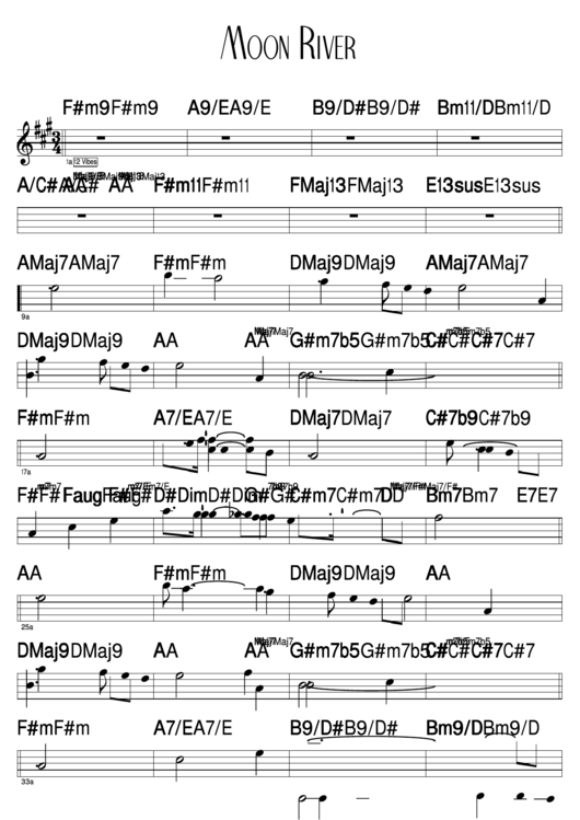 Moon River - Guitar Chord Chart Printable pdf