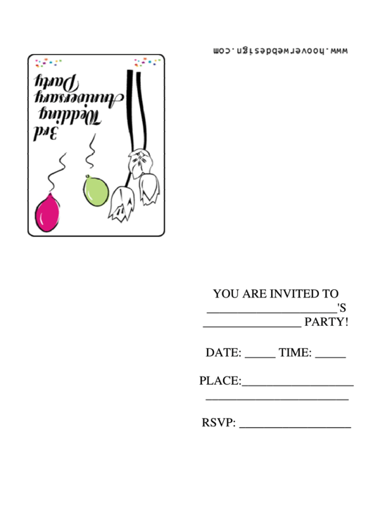 3rd Wedding Anniversary Party Invitation Template Printable pdf