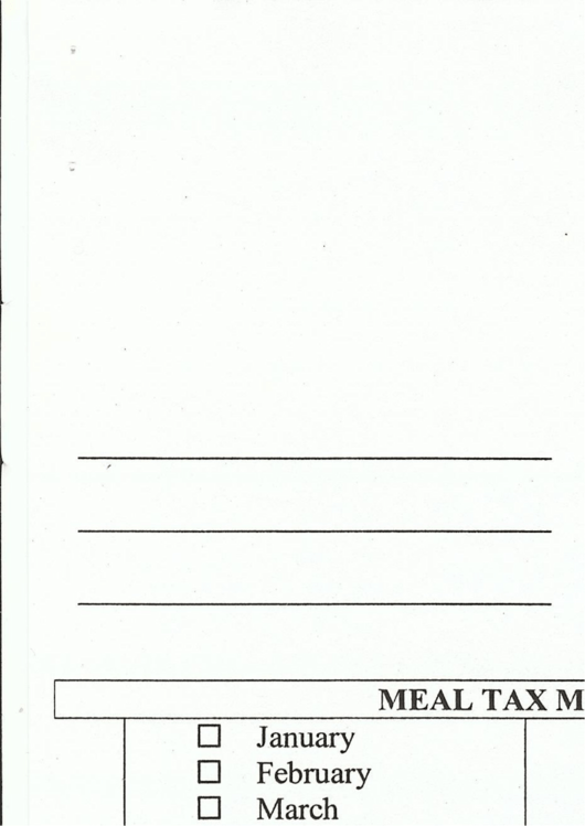 Meal Tax Monthly Collection And Remittance Form - Town Of Herndon Printable pdf