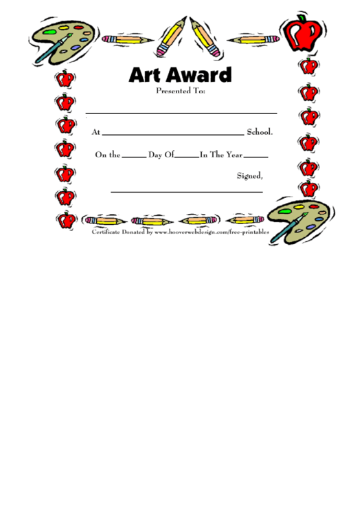 Art Award Certificate Template Printable pdf
