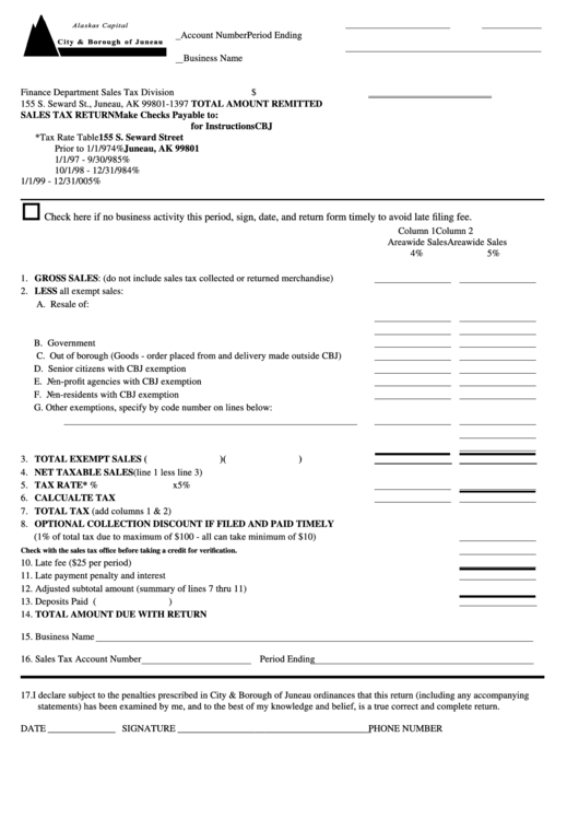 Sales Tax Return Sheet Printable pdf