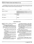 Form 668-e - Receipt For Property Returned Under Release Of Levy