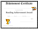 Reading Achievement Certificate Template