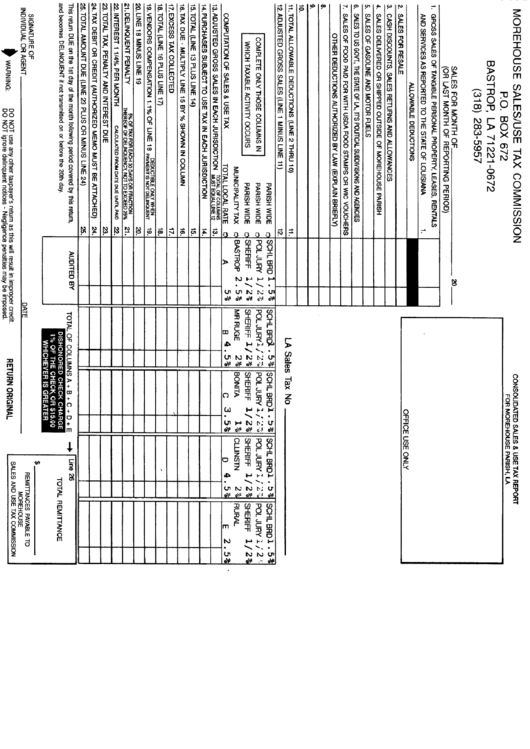 Morehouse Sales/use Tax Commission Form Printable pdf