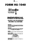 Form Hu-1040 - Individual Income Tax Return - Instructions - City Of Hudson Printable pdf