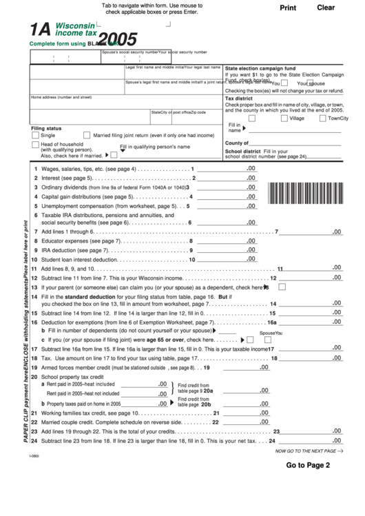 Wisconsin State Tax Forms Printable