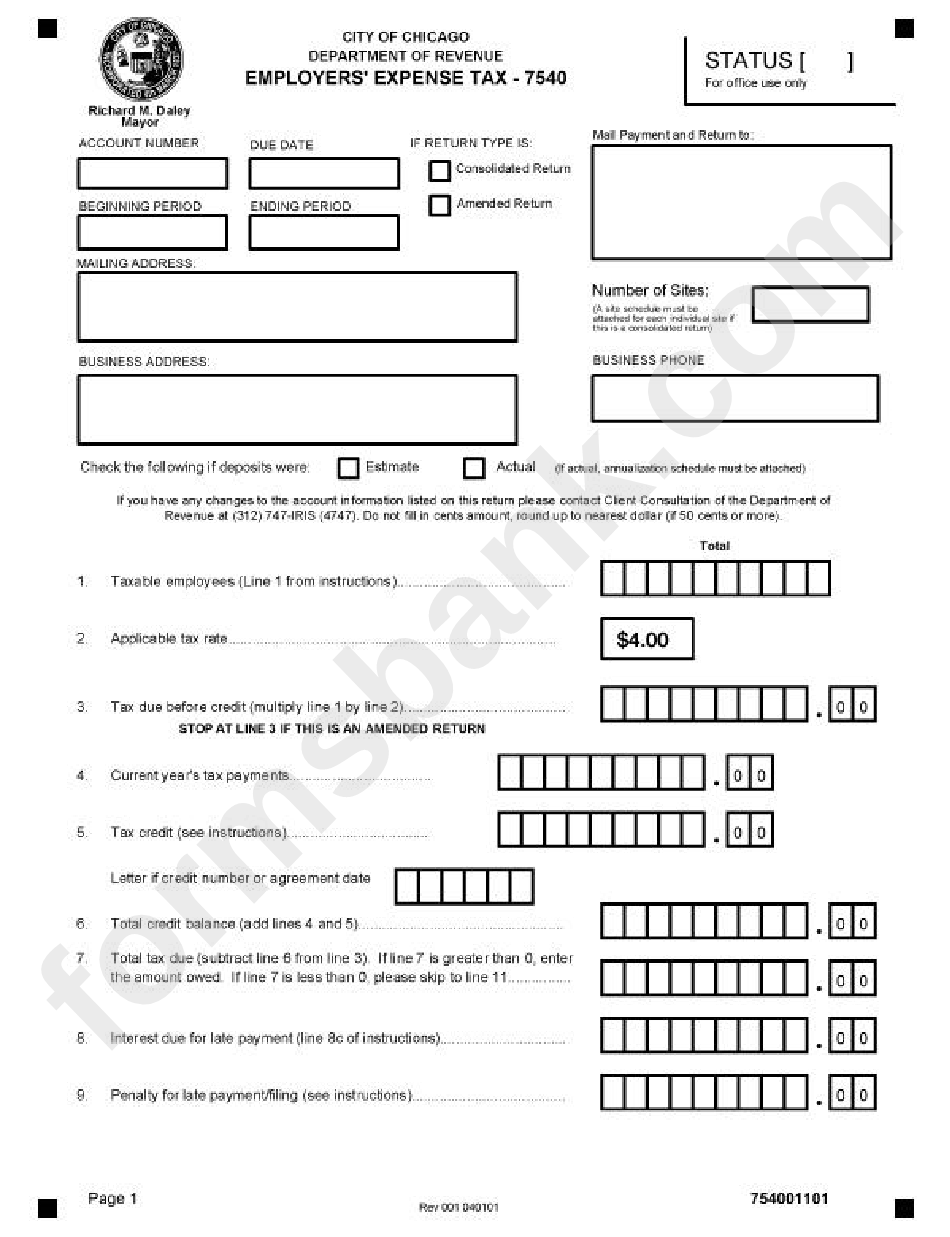 Employers Expense Tax Form