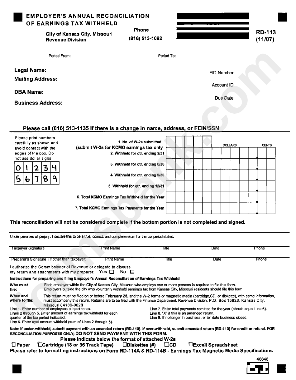 Form Rd-113 - Employer