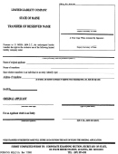 Form Mllc-1a - Transfer Of Reserved Name Form - Secretary Of State - Maine