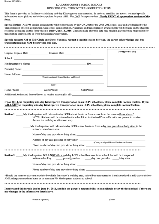 Transportation Form Printable pdf