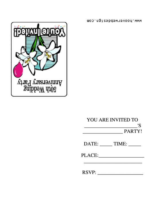 50th Wedding Anniversary Party Invitation Template Printable pdf