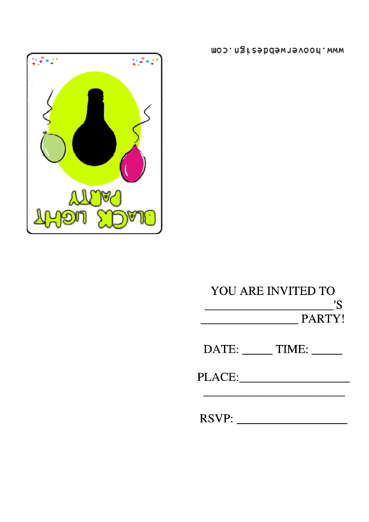 Black Light Party Invitation Template printable pdf download