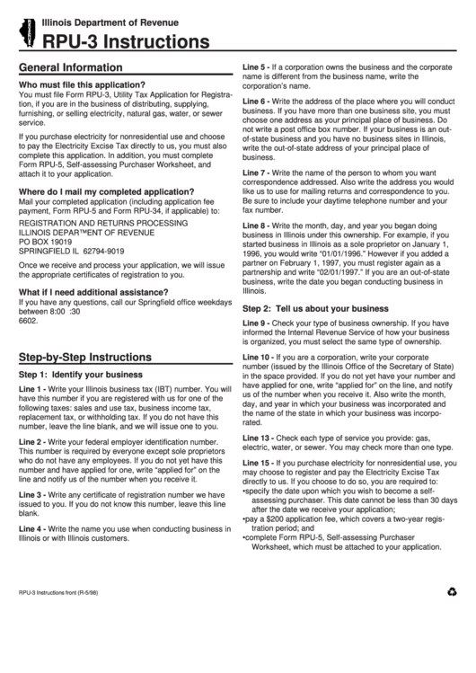 Form Rpu-3 Instructions - Department Of Revenue Printable pdf