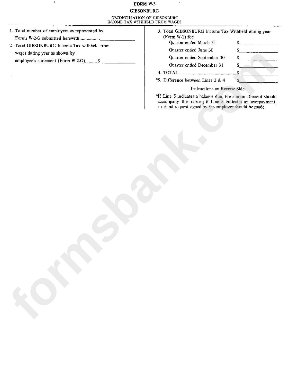 Form W-3 - Income Tax Withheld From Wages
