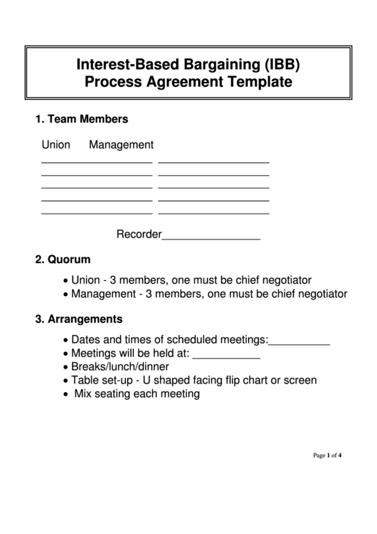 Interest-Based Bargaining (Ibb) Process Agreement Template Printable pdf
