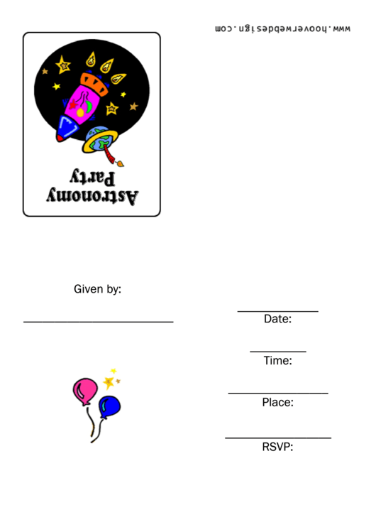 Astronomy Party Invitation Card Template Printable pdf