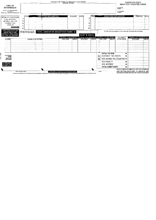 Transaction Privilege (Sales)/use Tax Return Form - State Of Arizona Printable pdf