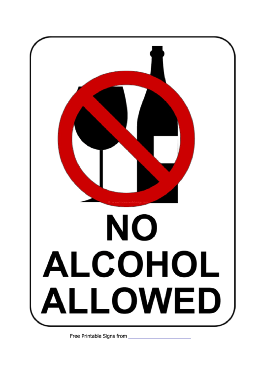 No Alcohol Allowed - Printable Sign Template Printable pdf