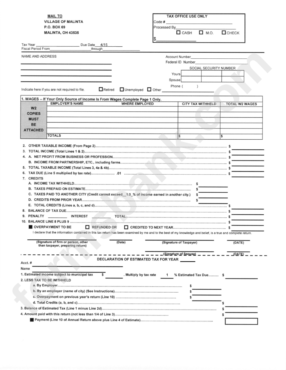 Annual Return Form printable pdf download