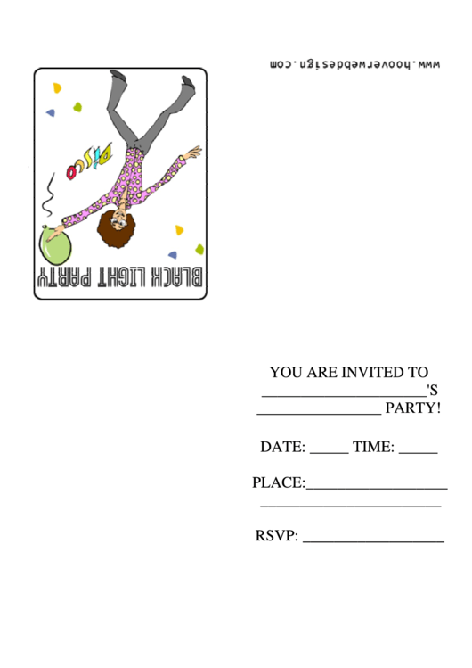Black Light Party Invitation Card Template Printable pdf